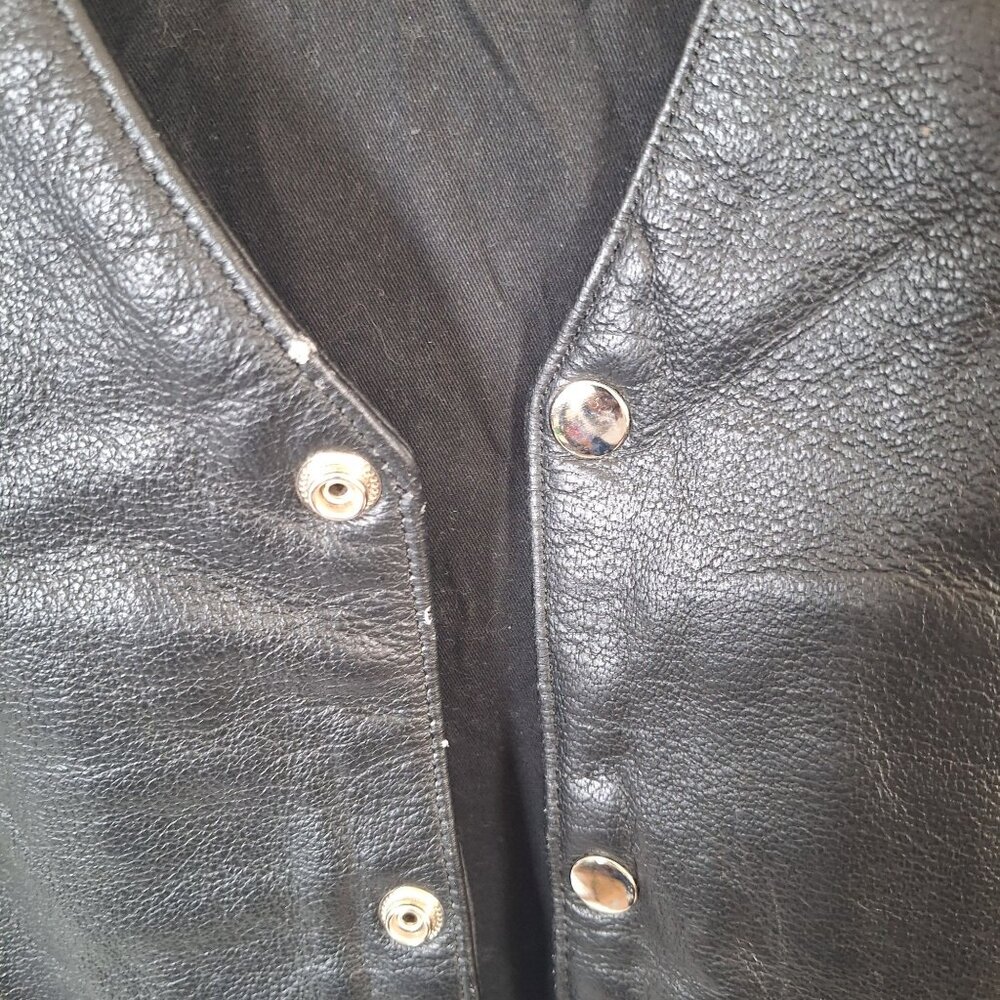 Unik Black leather  Snap Side Lace Up Vest size 54 - Picture 7 of 7